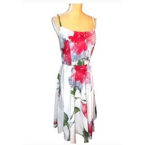 MARIO BALTHAZAR Women's Size 4 White Floral Midi Strappy Dress Made in the USA